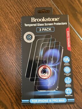 Brookstone Black Tempered Glass Screen Protectors 3-Pack for iPhone 16 Pro Max